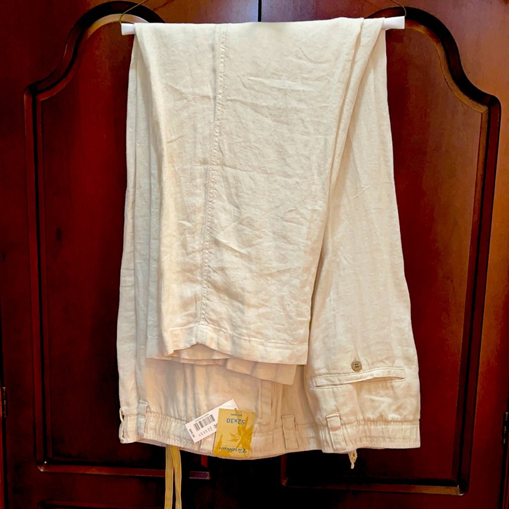 Linen men pants. Caribbean brand. Size 52x30 Big Man. Light Beige colored. New